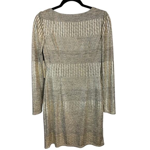ELIZA J Metallic Gold striped Jersey Knit Cocktail Party Dress NWT Size 6 - Picture 12 of 12